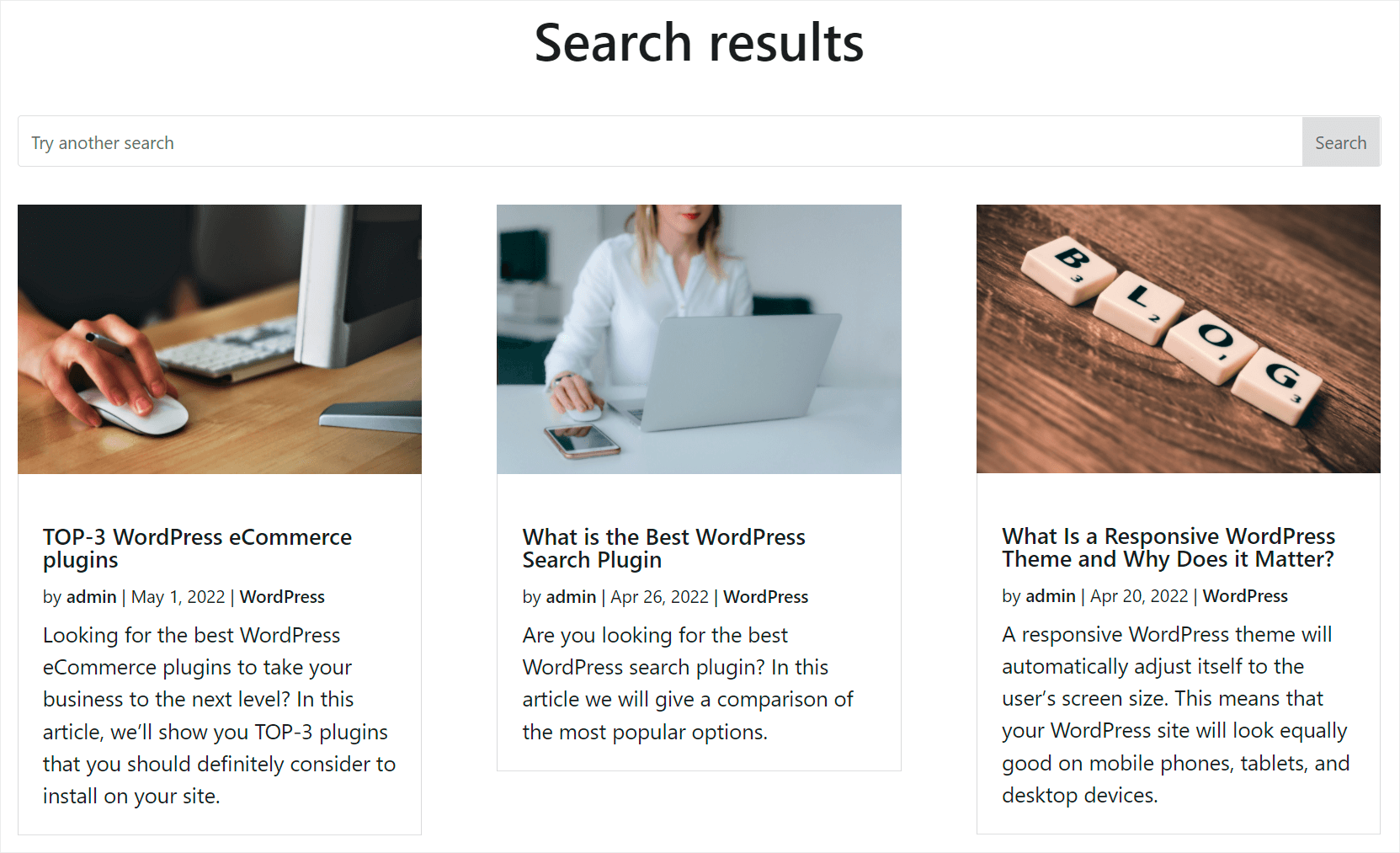 that's how our search page looks
