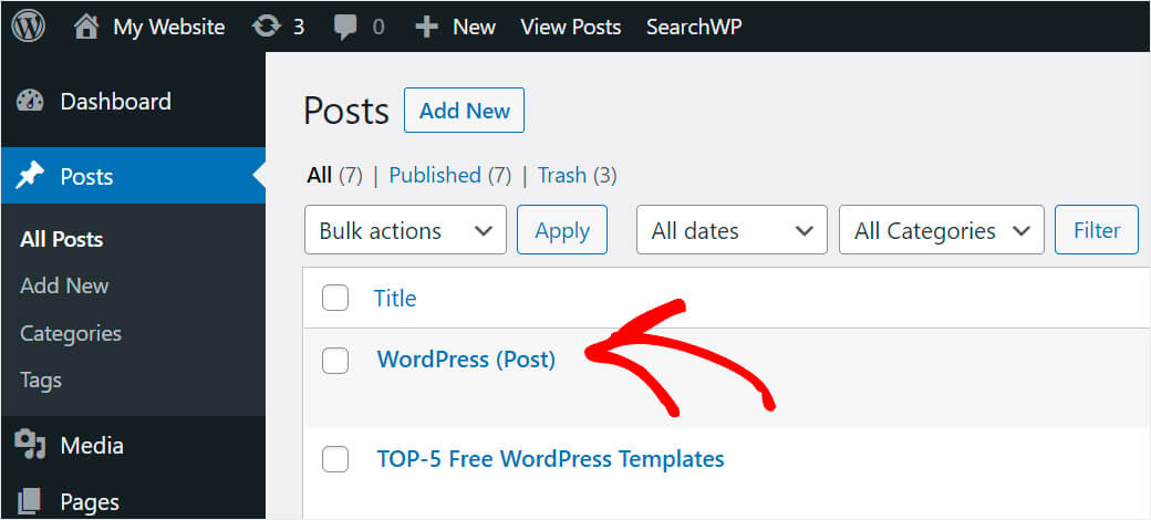 the wordpress post