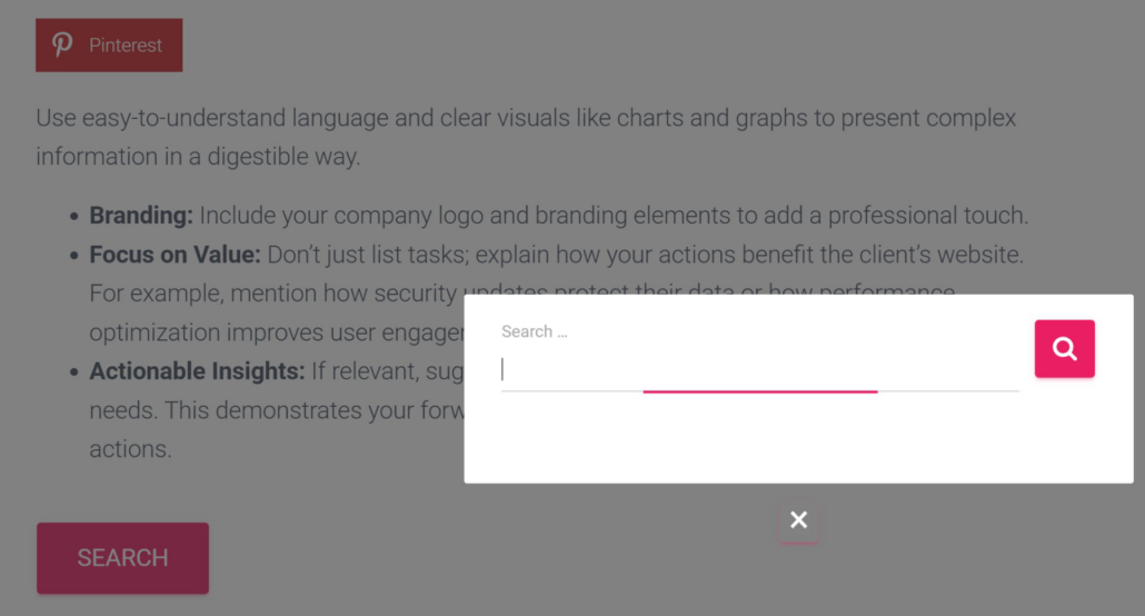 View modal form within content