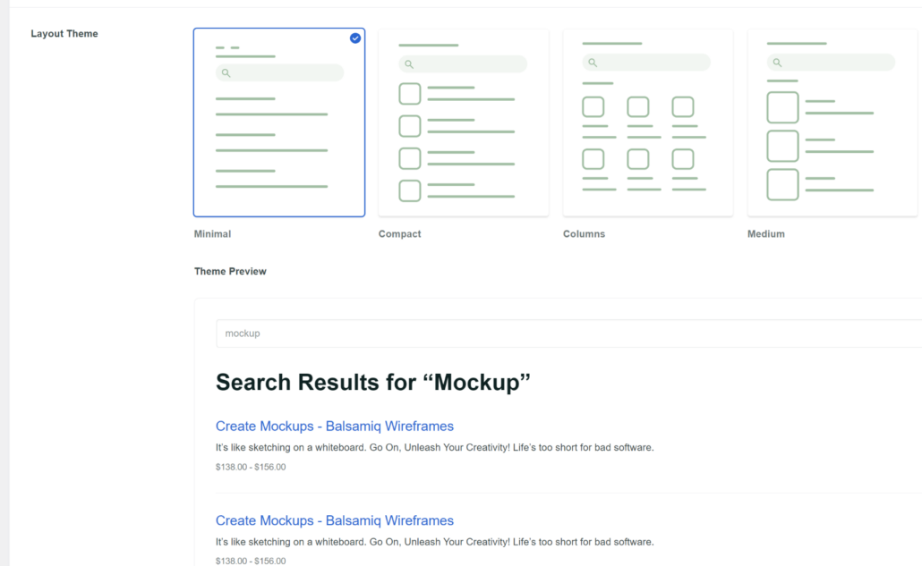 View preview of results page template