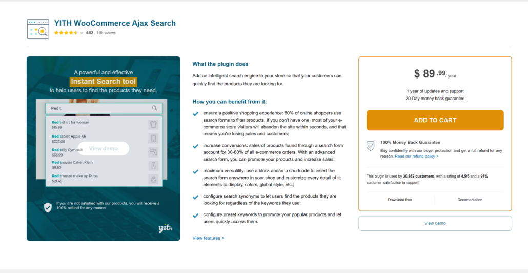 YITH WooCommerce ajax search
