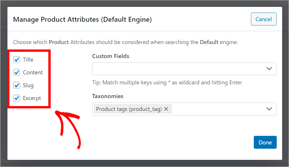 you can uncheck other product attributes